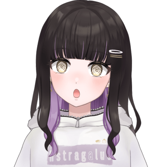 目を回しているおしゅ