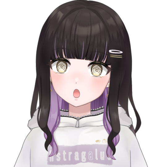 目を回しているおしゅ